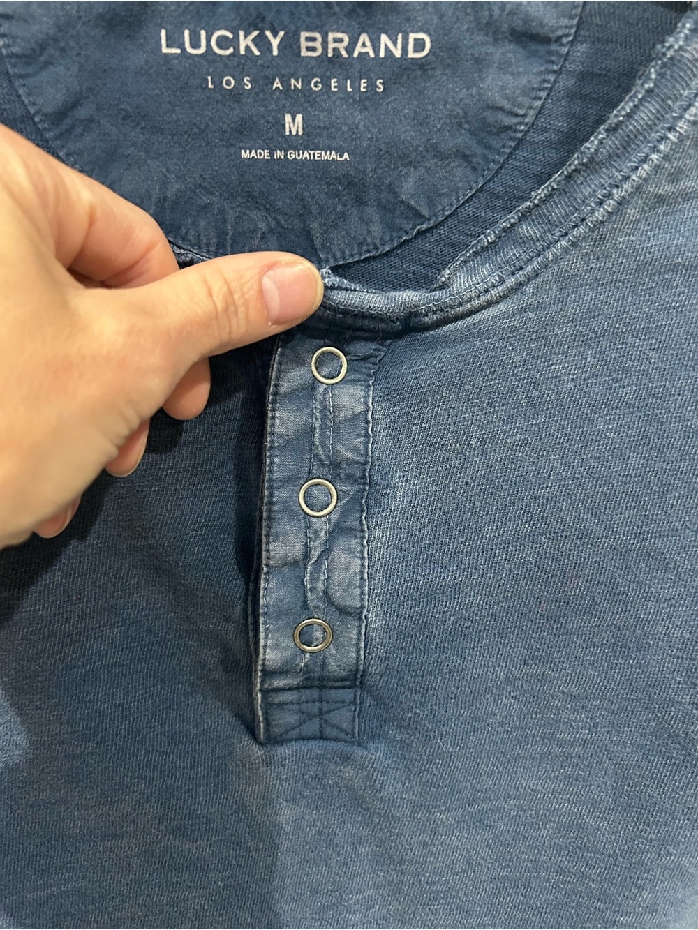 Lucky Brand Men's Medium Long-Sleeve Henley - Faded Blue